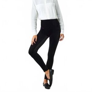 NWT SPANX black velvet leggings size L